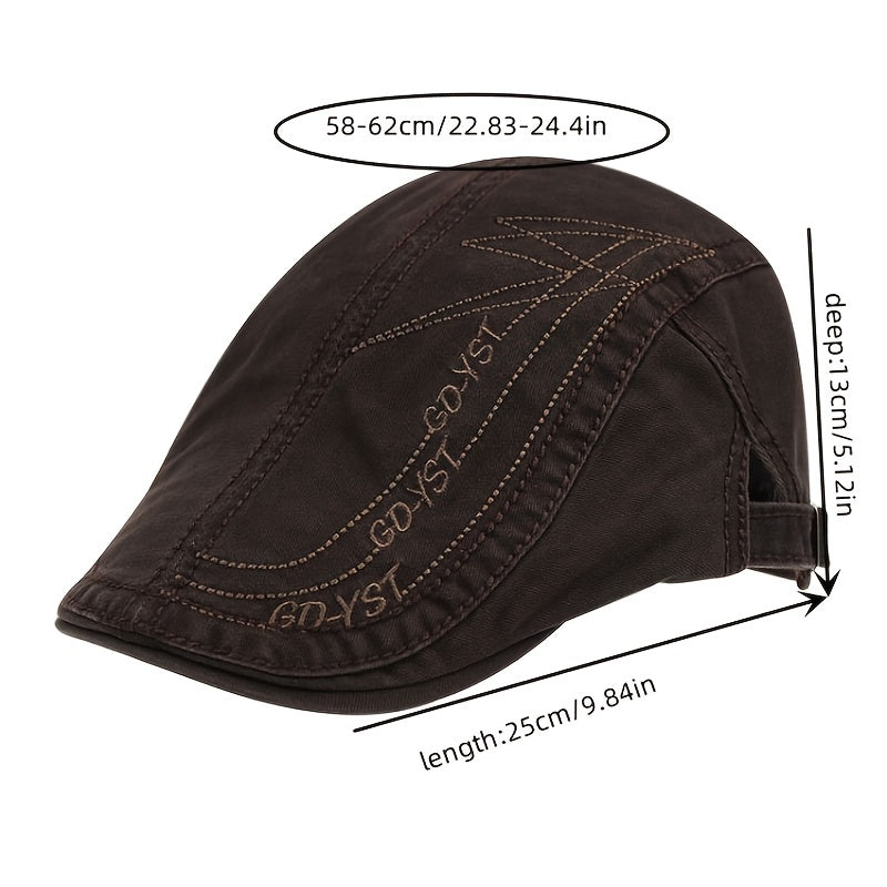Men's Cotton Embroidered Letters Beret Hat Spring Autumn Adjustable Cap