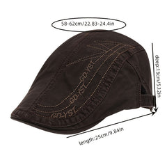 Men's Cotton Embroidered Letters Beret Hat Spring Autumn Adjustable Cap
