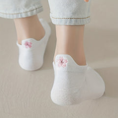 5 Pairs Embroidery Ankle & Low Cut Socks Women's Stockings