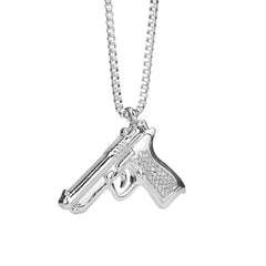 Hip Hop Pistol Gun Charm Pendant Necklace for Men