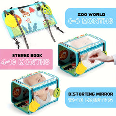 Green Double Sided Mirror Cloth Book 3 in 1 Prone Toy