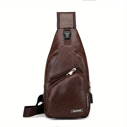 Casual Men's Shoulder Bag USB Chest Bag
