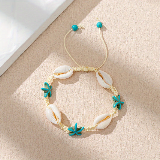 Shell & Starfish Beaded Braided Bracelet for Women