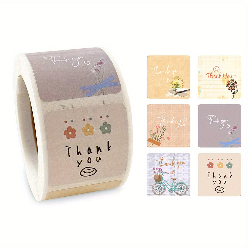300pcs Cartoon Floral Thank You Stickers for Parties & More