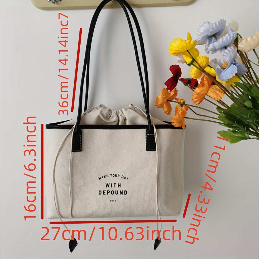 Canvas Underarm Tote Bag With Drawstring Inner Bag