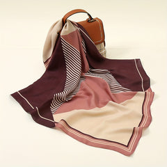 Geometric Striped Silk Scarf Neckerchief Head Wrap Hair Accessories
