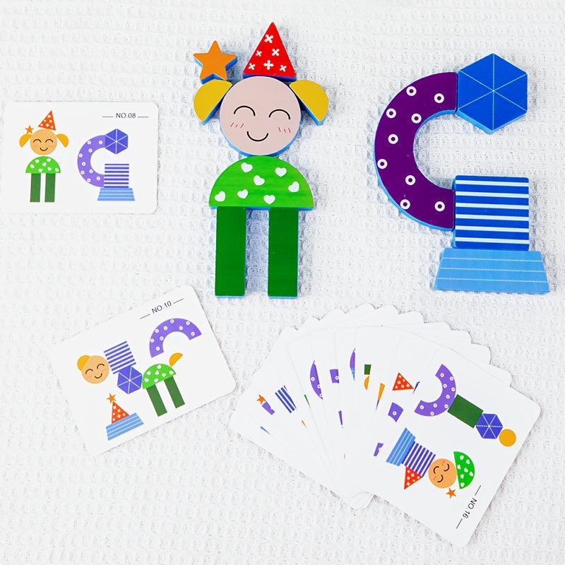Wooden Cartoon Shadow Matching Puzzle - Educational Brain Training Tool