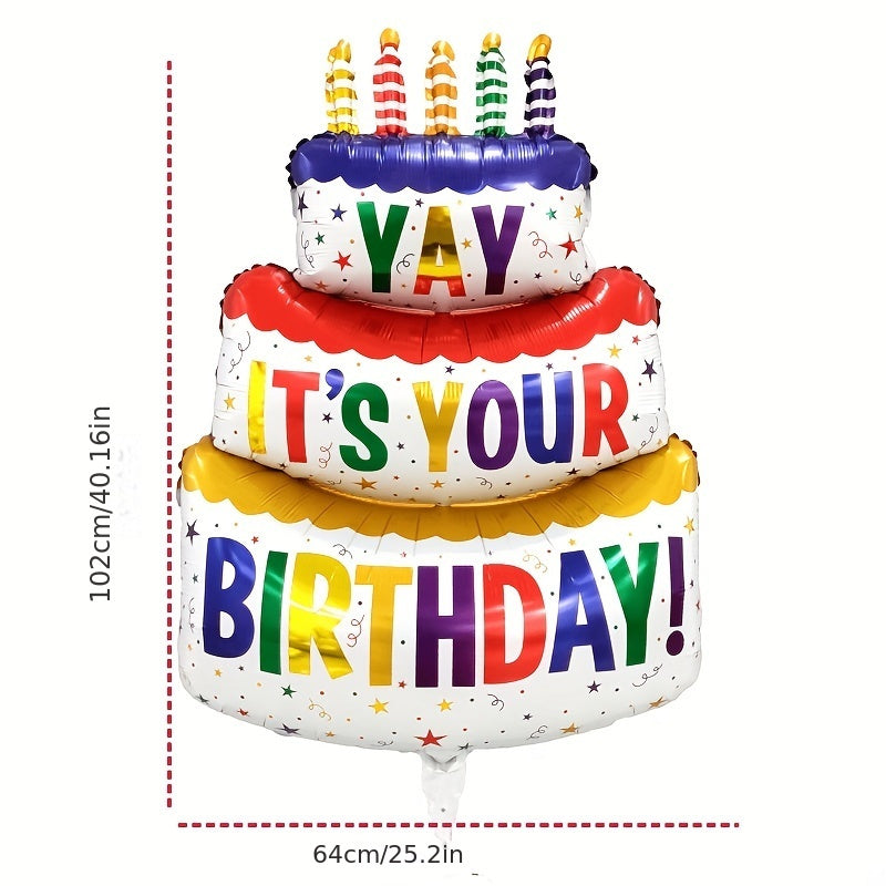 Large Birthday Candles Three Layers Cake Aluminum Film Balloons