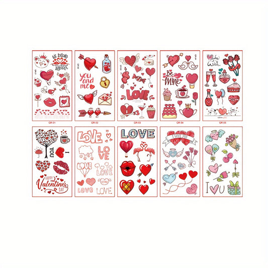 10pcs Love Tattoo Paste Couples Temporary Tattoo Stickers
