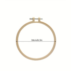 5pcs Round Bamboo Embroidery Hoop Wooden Embroidery Hoop Adjustable