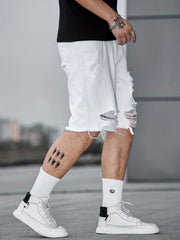 Men's Distressed Denim Shorts Casual Street Style
