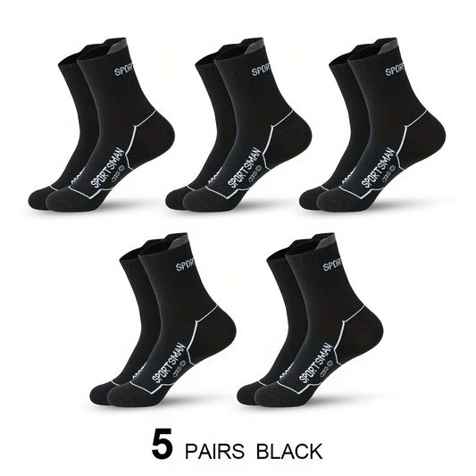 Men's Mid Calf Sports Socks for Running Cycling Fitness Basketball