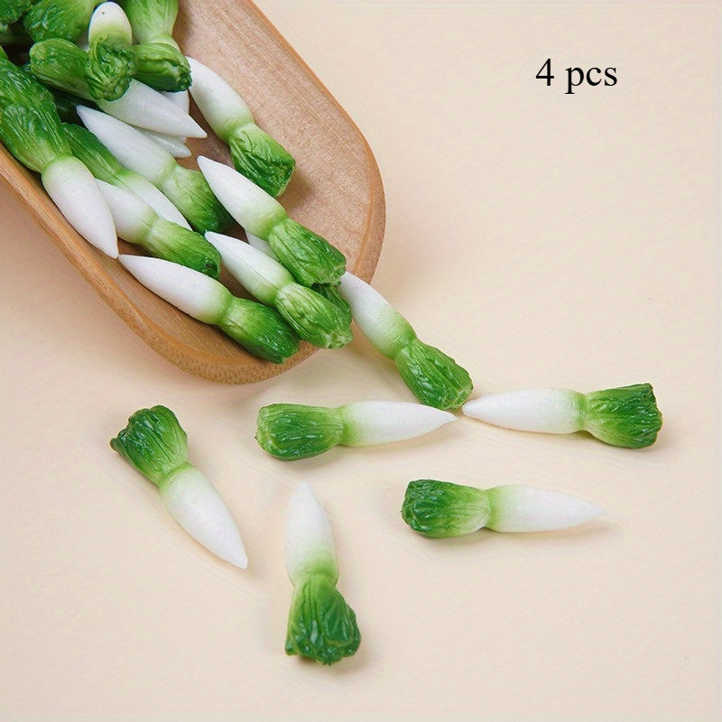4pcs Mini PVC Radish Slices for DIY Diorama Dollhouse Kitchen