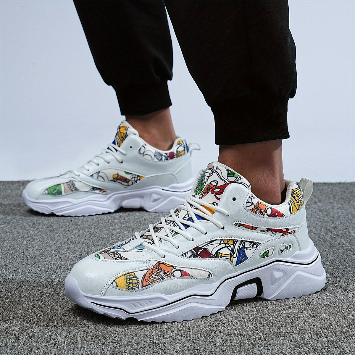 Number Print Lace Up Running Shoes Unisex Height Increased Casual Sneakers