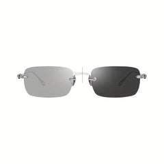 Men's Lightweight Frameless Changing Glasses with Anti Light Lens & Case