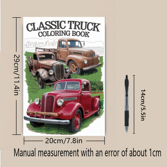 Vintage Truck Coloring Book 22 Pages - Perfect Gift for Birthdays Easter