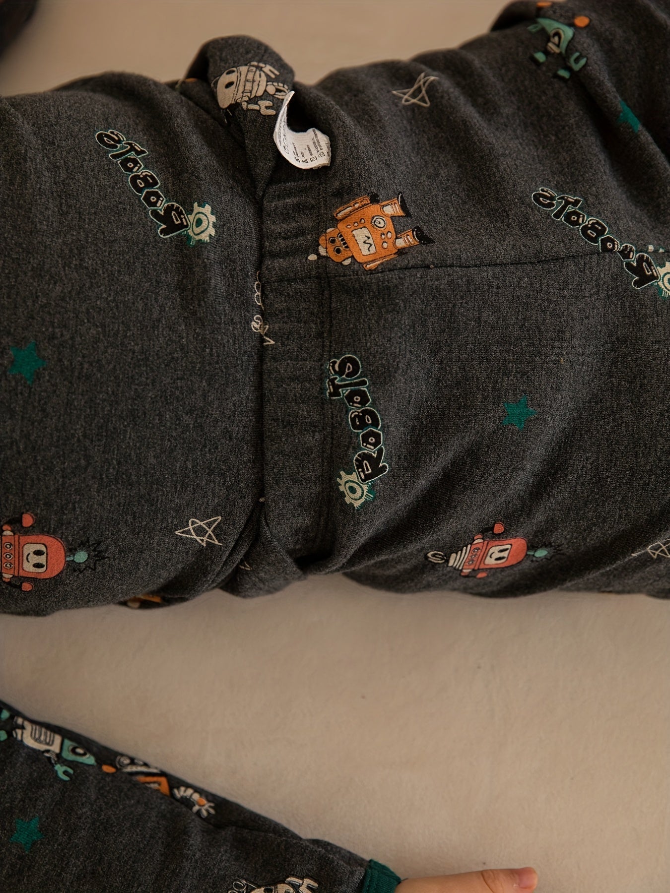 Boys 2pcs Robot Printed Lounge Wear Pajama Set