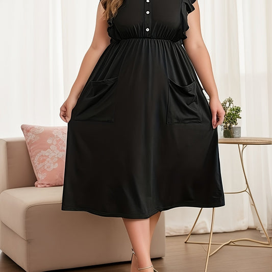  Ruffle Sleeve V Neck Nightdress With Pockets