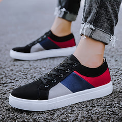 Men's Colorblock Canvas Lace-up Skate Shoes Walking Sneakers