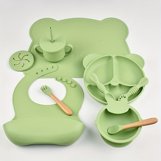 10pcs Silicone Baby Feeding Set for 0-3 Years Old