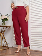 Chain Decor High Rise Tapered Leg Trousers