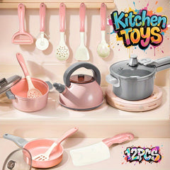 Dreamy Pink Mini Kitchen Toys Pretend Playset for Cooking Skills