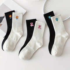 6 Pairs Cartoon Socks Comfy Breathable Stockings Women's Hosiery