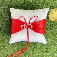 Heart Rhinestone Ring Pillow 10x10cm Wedding Anniversary Party Supplies
