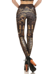 Machine Graphic Print Leggings High Waist Casual Sports Pants