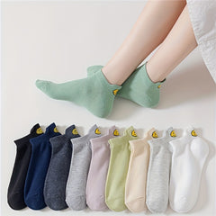 10 Pairs Smiling Face Print Socks Low Cut Ankle Women's Stockings
