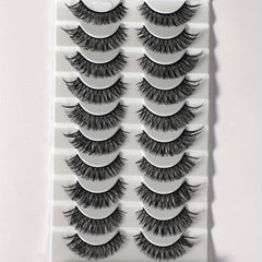 10 Pairs Fluffy Style False Eyelashes Natural Thick Soft False Eyelashes
