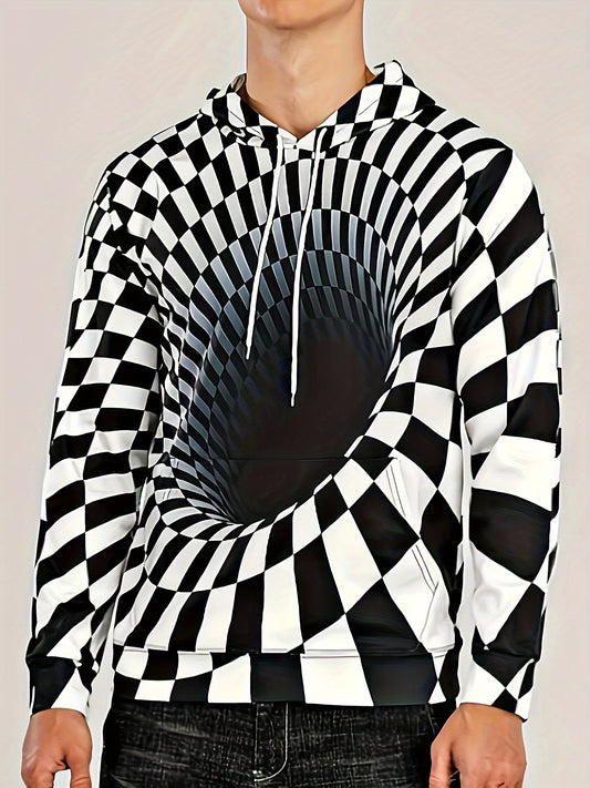 Optical Vision Swirl 3d Pattern Hoodies For Men
