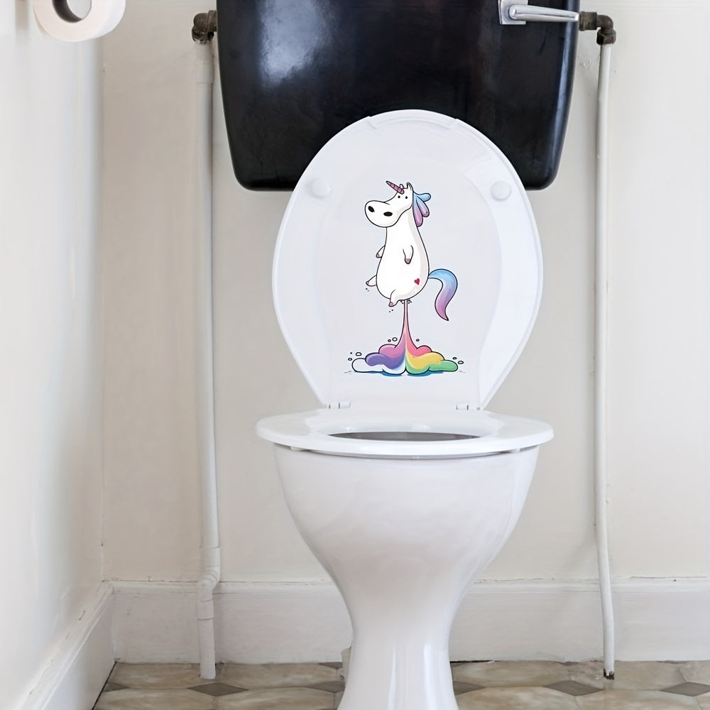 Funny Unicorn Toilet Lid Decal Bathroom Decor Sticker Moisture Proof Cover