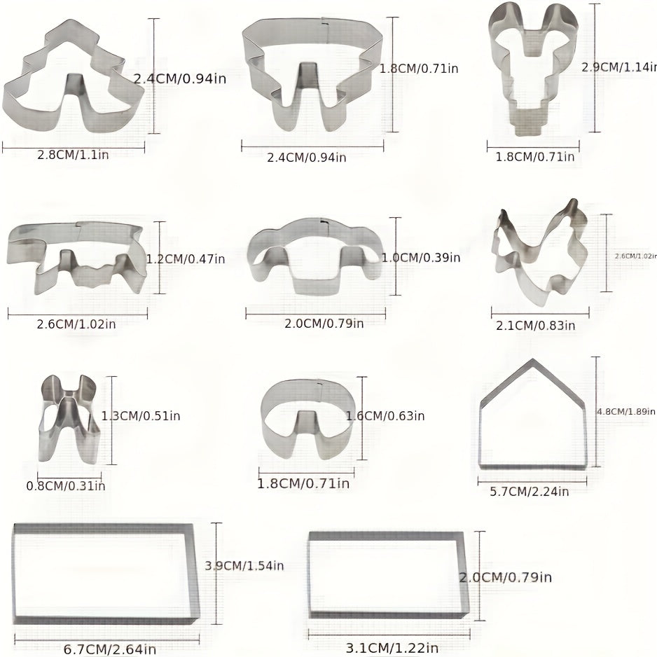 28pcs 3D Christmas Cookie Cutters Set - Xmas Stainless Steel