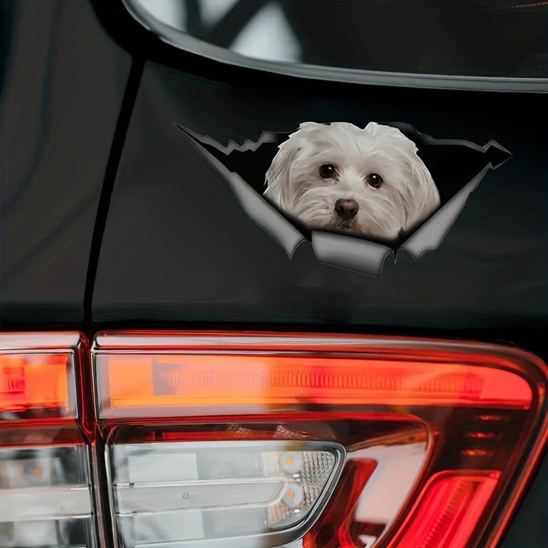 Maltese Car Sticker Pet Dog Metal Decal Reflective Waterproof Car Styling