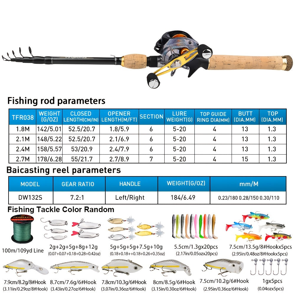PROBEROS Telescopic Casting Rod & Reel Combo Set