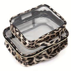 Leopard Print Makeup Bag Clear Waterproof Portable Toiletry Bag