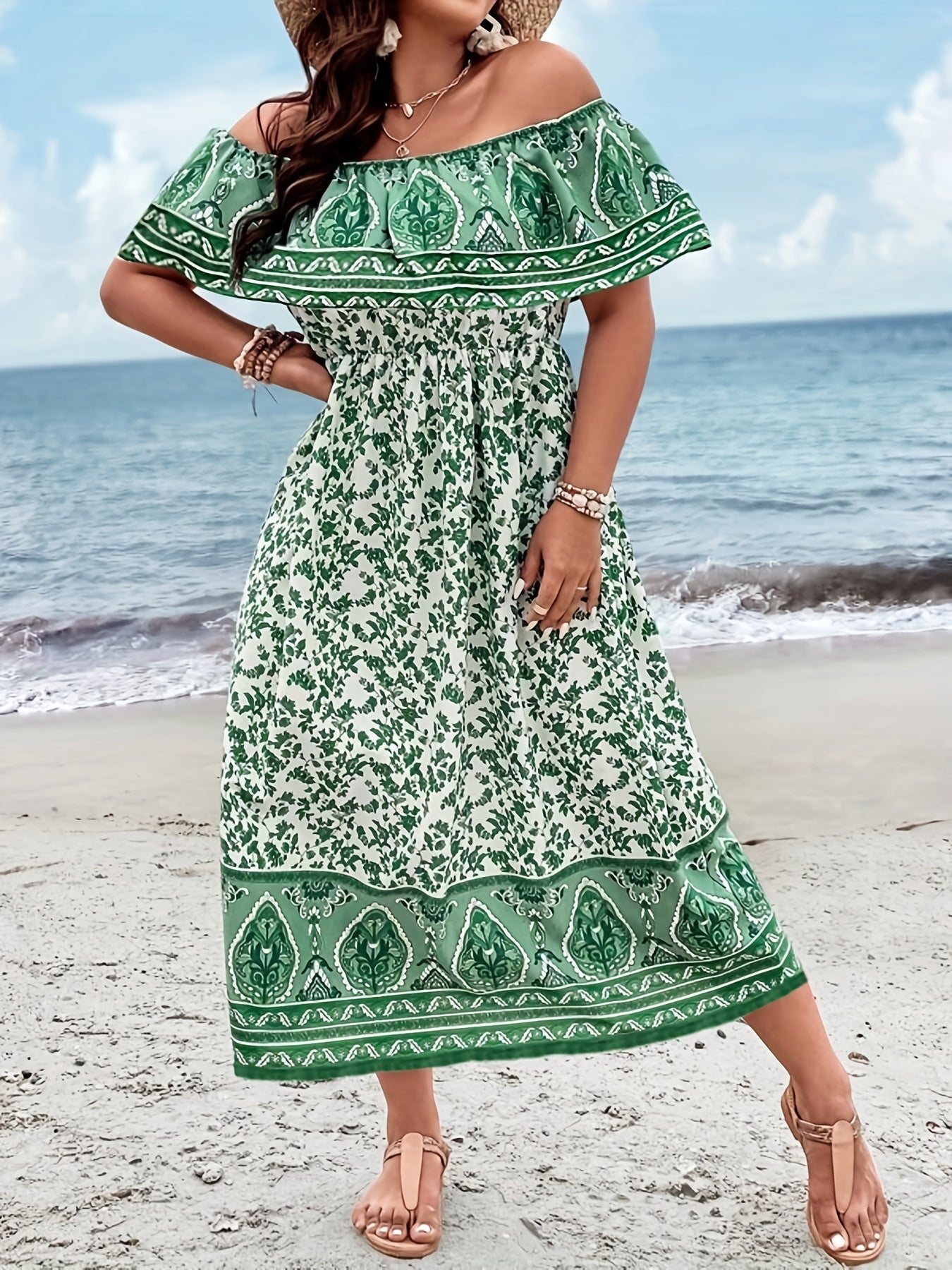  Boho Dress Women's Off Shoulder Maxi Summer Dress