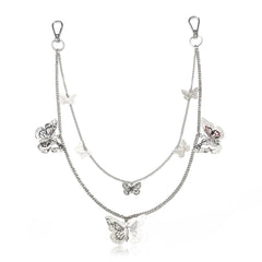 Butterfly Decor Double Layer Pant Chain Pocket Chain Belt Decorative