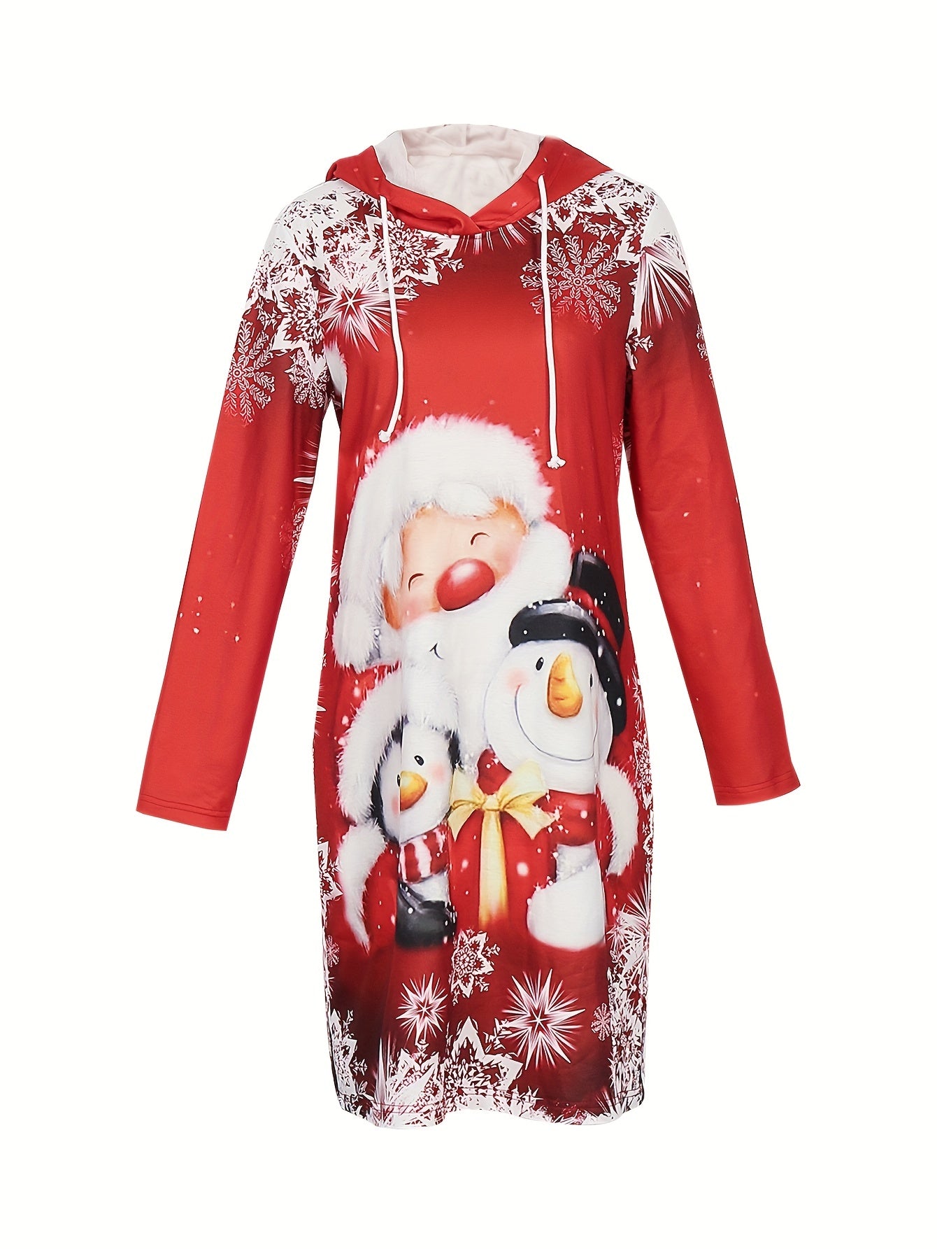  Christmas Dress Women's Plus Santa Claus & Snowman Print