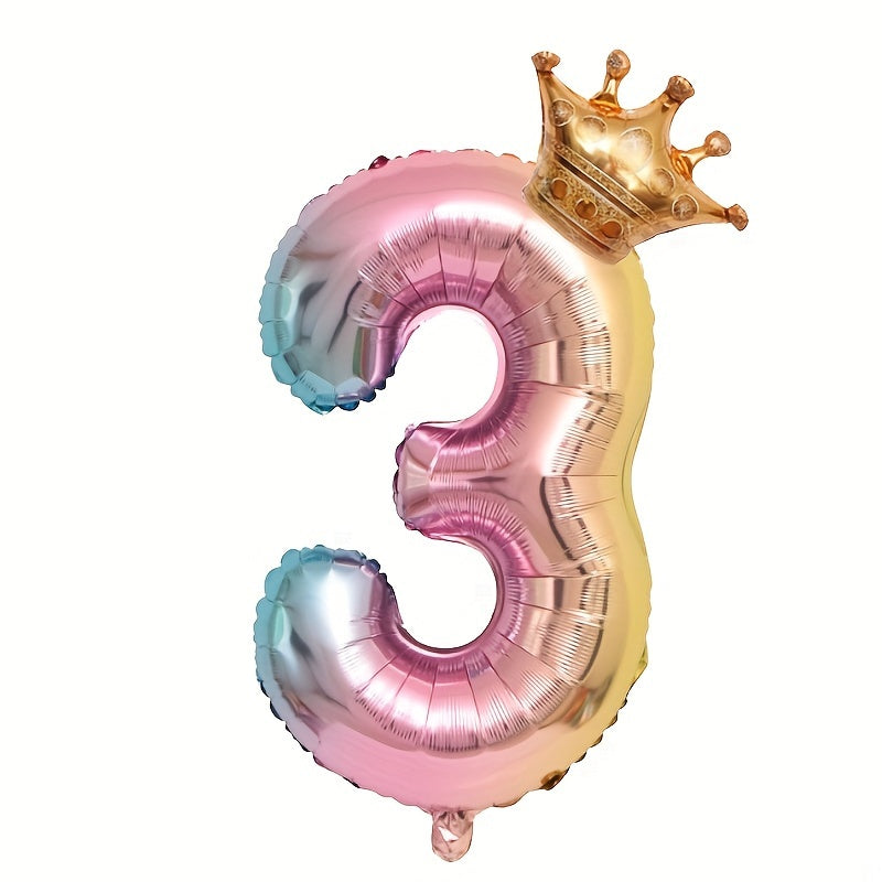 32 inch Gradient Crown Number Balloon Set