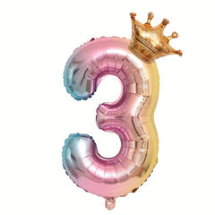 32 inch Gradient Crown Number Balloon Set