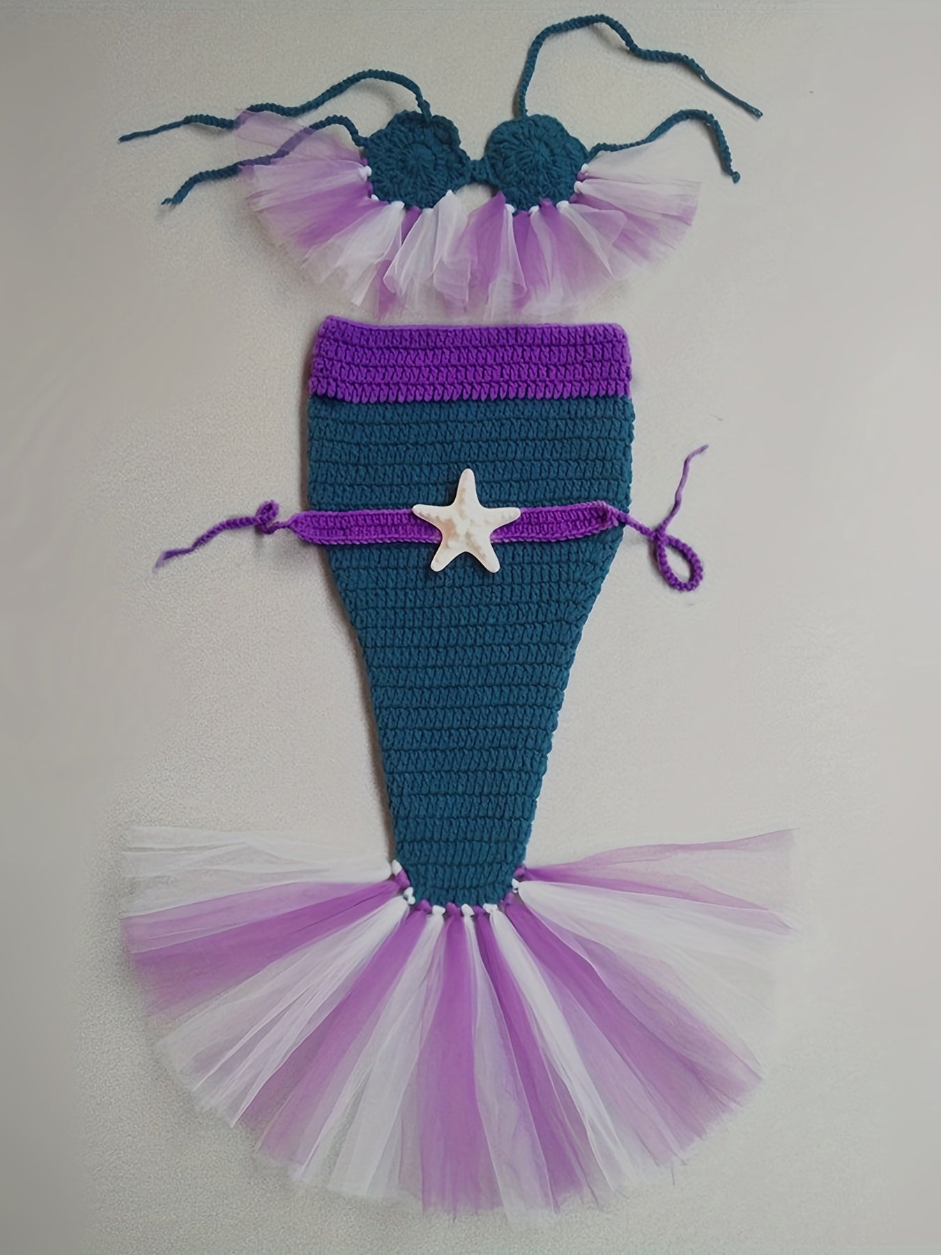 Baby s Mermaid Dress Up Costume Hand knitted Sweater Set