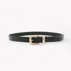 Golden Square Buckle Thin Belt PU Leather Casual Belt Girdle