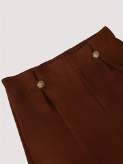 High Waist Button Decor Pants