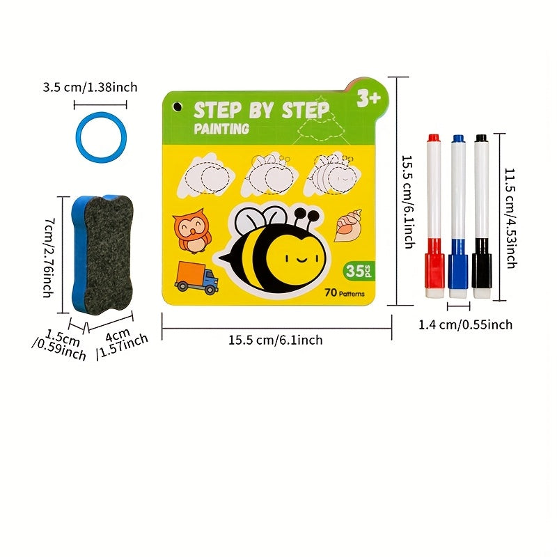 Step By Step Drawing Book - Reusable Doodle Set - Art Activities Drawing Gift