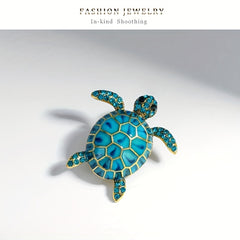 Men's Vintage Enamel Turtle Brooch Diamond Animal Pin
