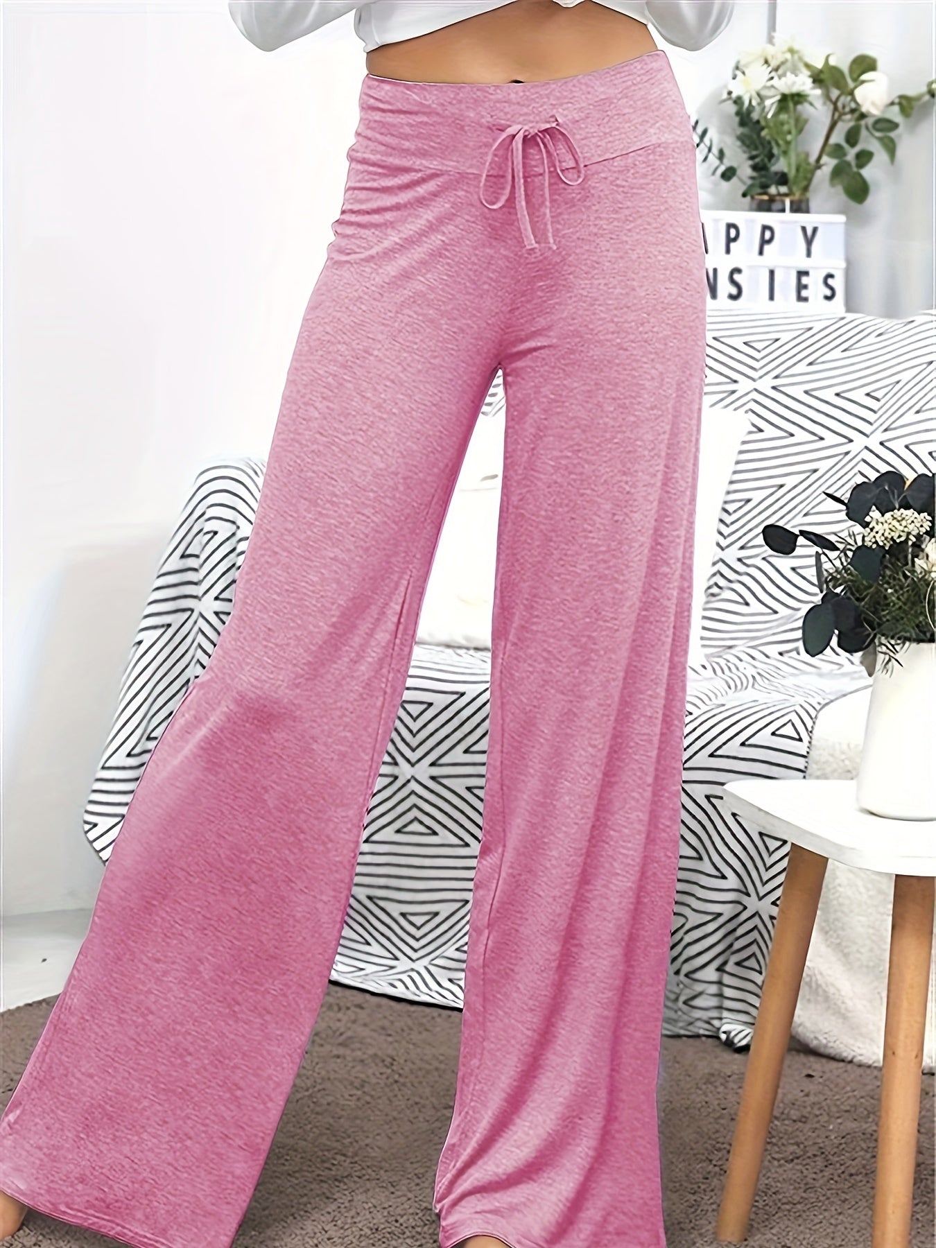  Solid Comfort Wide Leg Pants