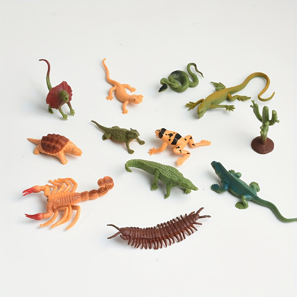 12pcs Realistic Insect Models PVC Figures 6 Variations Beige Brown Orange Green