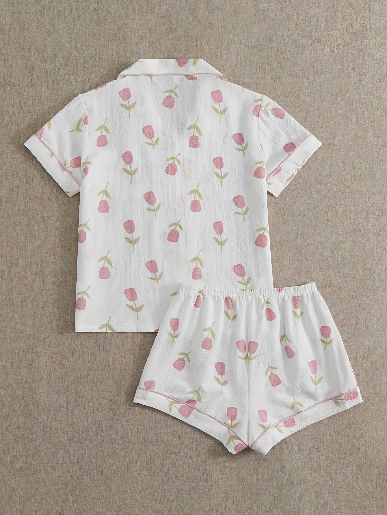Floral Print Lounge Set Short Sleeve Top & Shorts Women's Loungewear